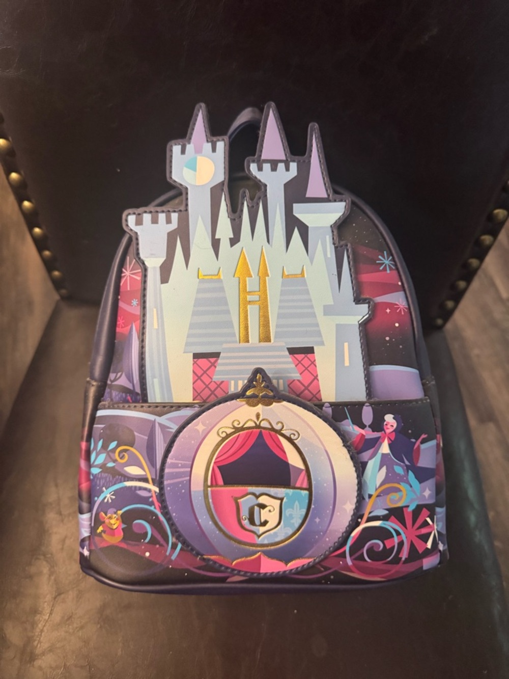 Loungefly Purple Pink Castle Cinderella Mini Backpack